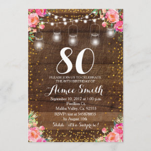 Invitación 80.o Cumpleaños floral de Boho del cumpleaños