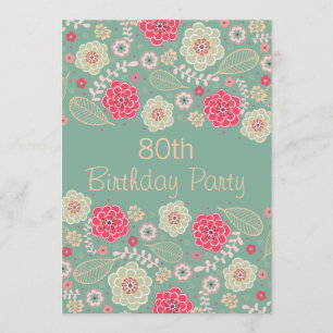 Invitación 80.o Floral moderno enrrollado elegante de la