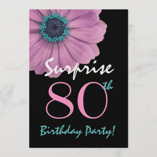 Invitación 80.o Margarita rosada bonita del cumpleaños de la