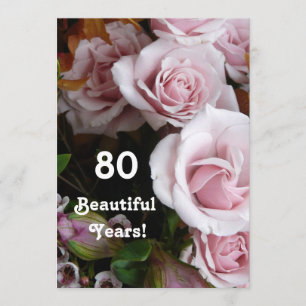 Invitación 80.o Ramo subió rosa de la fiesta de cumpleaños