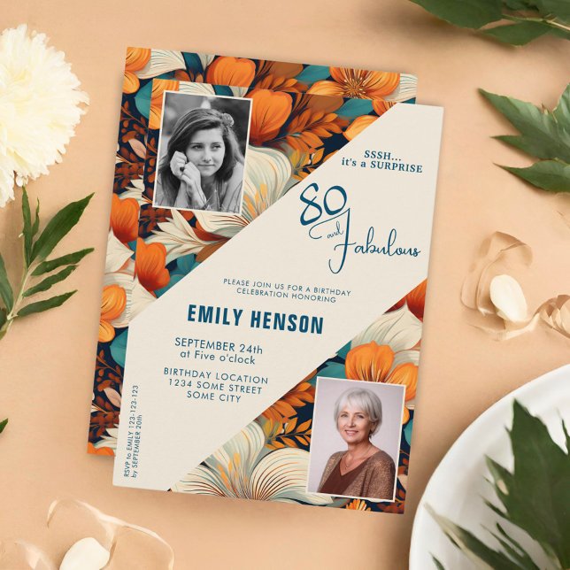 Invitación 80 y fabulosa foto de cumpleaños del patrón de las (Subido por el creador)