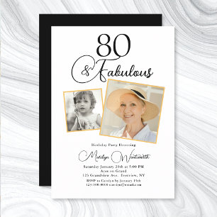 Invitación 80 y Fabuloso Cumpleaños 80 Cumpleaños Negro Escri