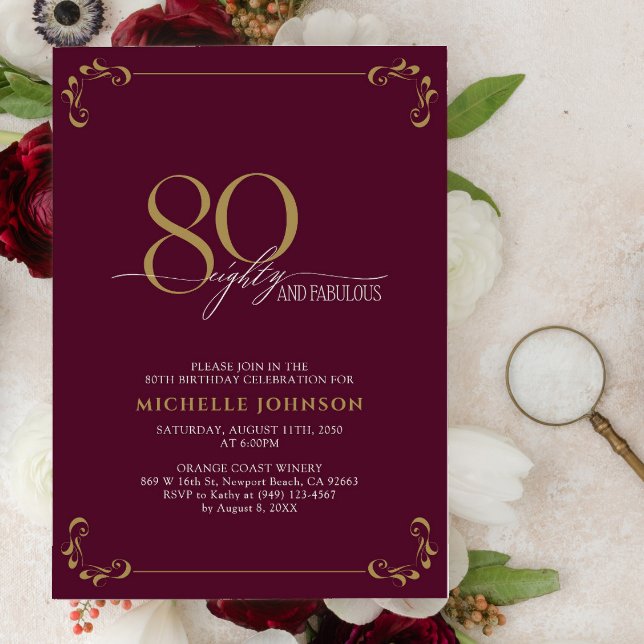 Invitación 80 y fabuloso cumpleaños de oro y blanco en Borgoñ (Subido por el creador)