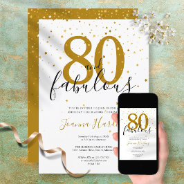 Invitación 80 y Fabuloso Elegante Cumpleaños de Oro y Negro