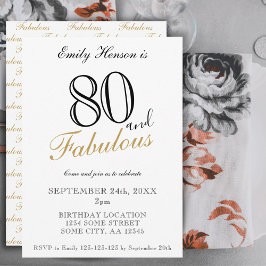 Invitación 80 y Fabuloso Elegante Script Cumpleaños