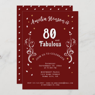 Invitación 80 y fabuloso foliage rojo 80 cumpleaños