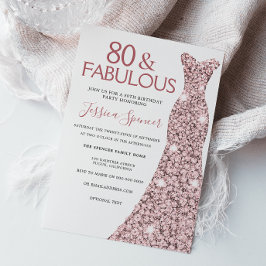 Invitación 80 y fabuloso Rosa de oro vestido 80 cumpleaños
