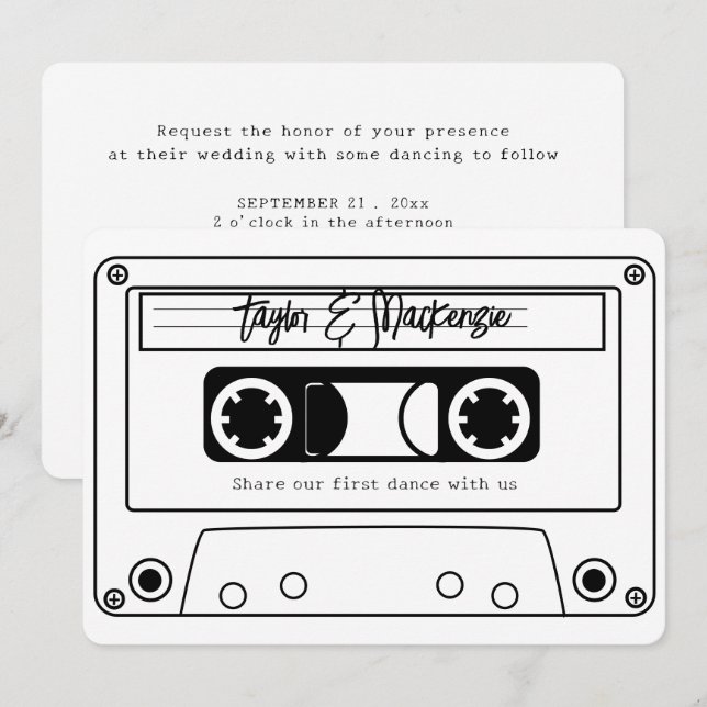Invitación 80s Style Retro Music Tape Wedding (Anverso / Reverso)