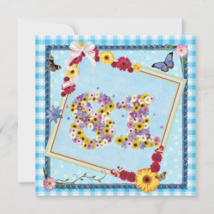 Invitación 81ª fiesta de cumpleaños Flores de invitación, mar