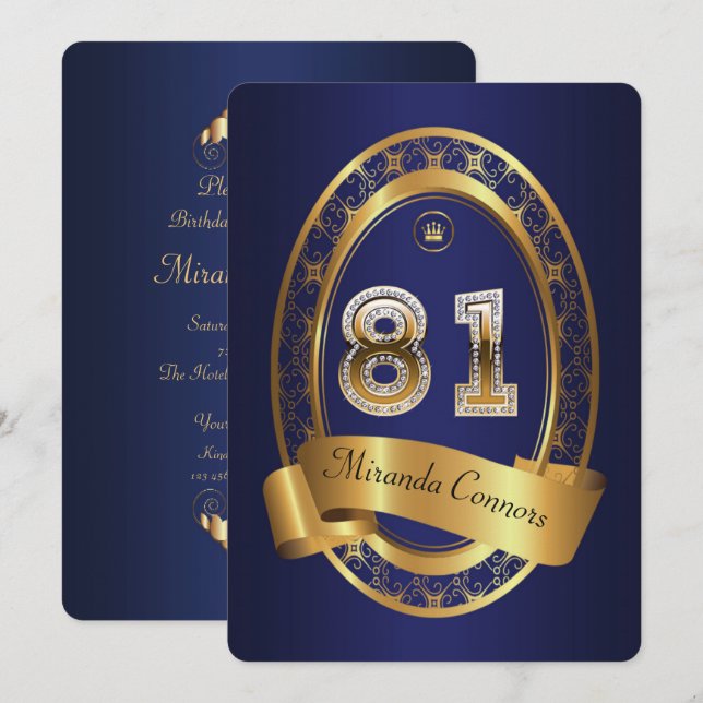 Invitación 81.o, hombre de la mujer de la fiesta de (Anverso / Reverso)