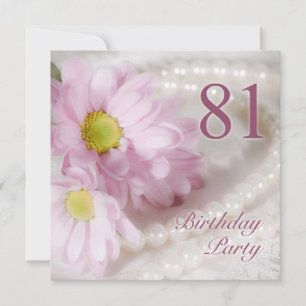 Invitación 81st Birthday party invitation with daisies