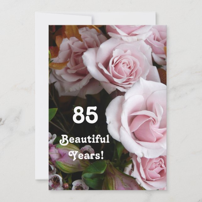 Invitación 85ª fiesta de cumpleaños - Bouquet Rosa Rosa Rosa  (Anverso)
