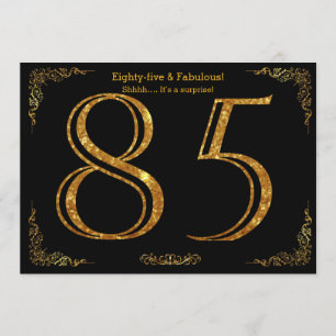 Invitación 85ª fiesta de cumpleaños, Gatsby styl, purpurina d