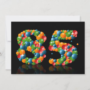 Invitación 85.ª fiesta de cumpleaños, con burbujas y bolas
