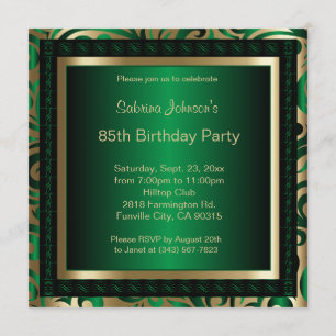 Invitación 85.ª fiesta de cumpleaños Metálico y oro verde