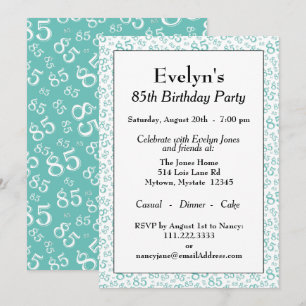 Invitación 85.ª fiesta de cumpleaños Patrón de números Verde