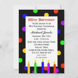 Invitación 85.ª Velas y puntos de la fiesta de cumpleaños