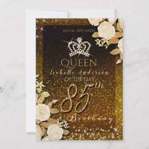 Invitación 85.º cumpleaños dorado de la corona