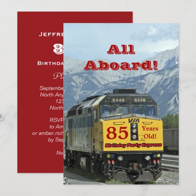 Invitación 85.º Nacimiento del motor de tren ferroviario (Anverso / Reverso)
