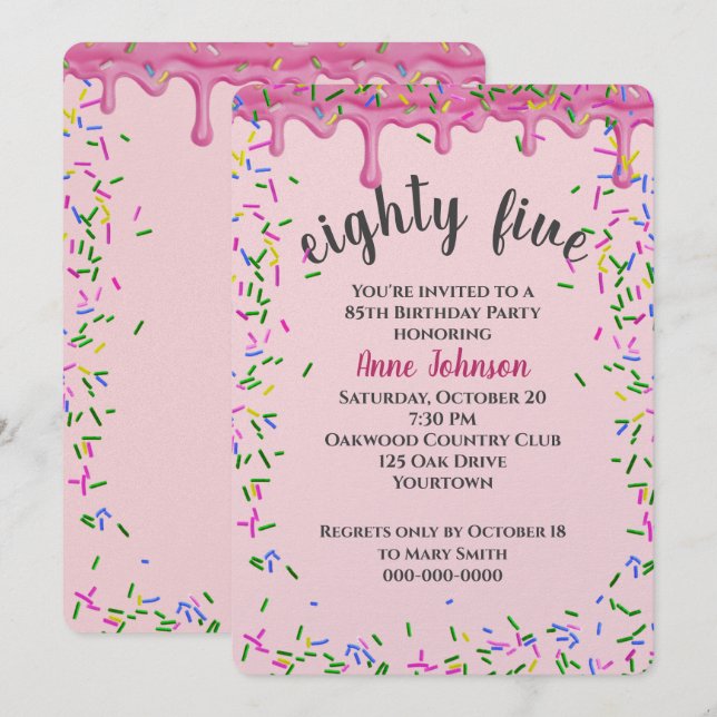 Invitación 85.º Nacimiento Hielo Y Espolvorea (Anverso / Reverso)