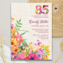 85 Años Flores Floral Lino Cumpleaños 85