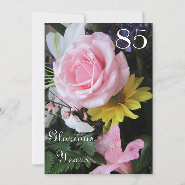 Invitación 85o ¡Celebración del cumpleaños! - Ramo color de (Anverso)
