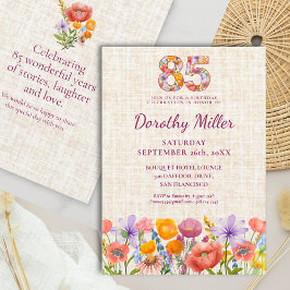 Invitación 85th Birthday Wildflower Design - Floral Number