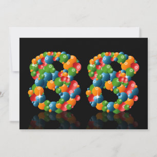 Invitación 88.ª fiesta de cumpleaños, con burbujas y bolas