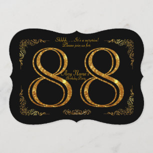 Invitación 88, fiesta de cumpleaños 88, gran Gatsby, negro y