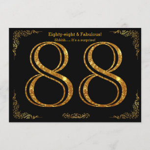 Invitación 88a fiesta de cumpleaños,Gatsby styl,purpurina de