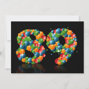 Invitación 89.ª fiesta de cumpleaños, con burbujas y bolas