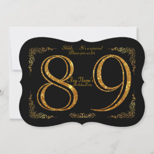 Invitación 89,Fiesta de cumpleaños 89,gran Gatsby, negro y or