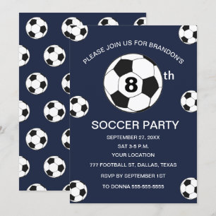 Invitación 8.ª fiesta de cumpleaños Fútbol Blue Boys Sports