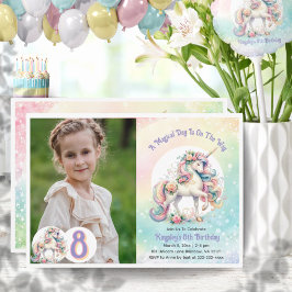 Invitación 8.ª Fiesta de Unicornio Pastel Fiesta Arcoiris