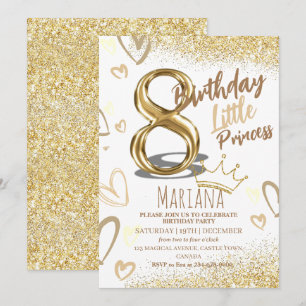 Invitación 8.º cumpleaños escucho la fiesta glamorosa del bri