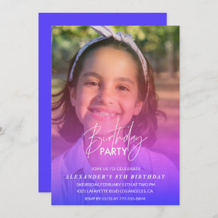 Invitación 8.º Fiesta invitado de cumpleaños Foto Arcoiris