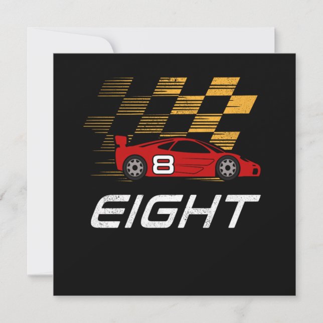 Invitación 8.º Regalo de coche de Carreras de cumpleaños 8 añ (Anverso)