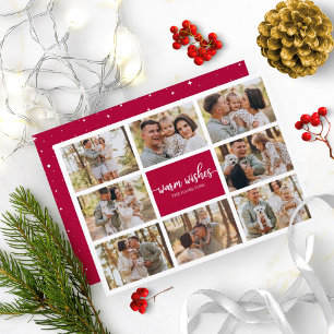 Invitación 8 Fotos Deseos Cálidos Collage Moderno Navidad