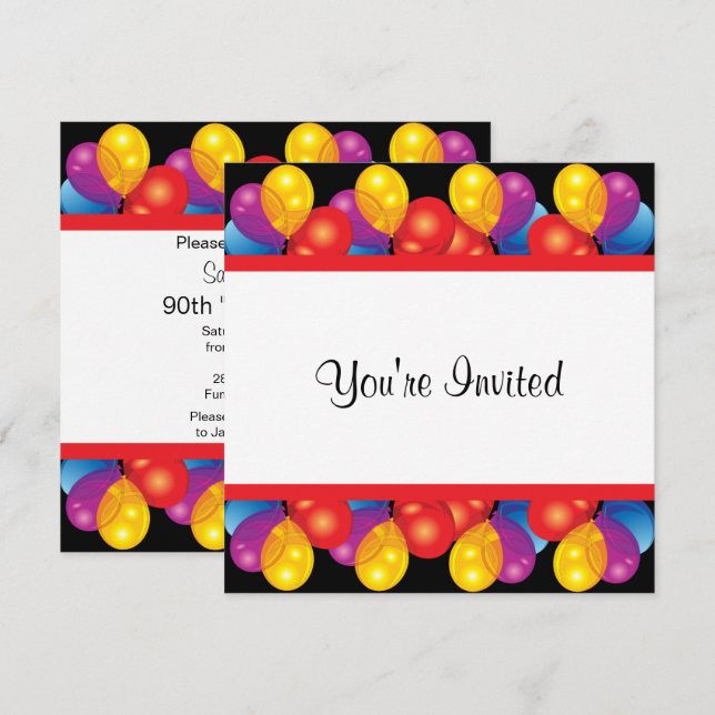 Invitación 90.ª Celebración de la Fiesta de Cumpleaños | DIY  (Anverso / Reverso)