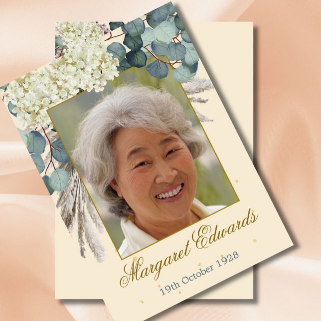 Invitación 90.ª Crema Floral Elegante Foto Oro Cumpleaños (Subido por el creador)
