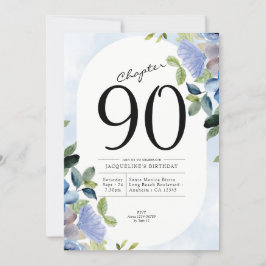 Invitación 90.ª floral azul