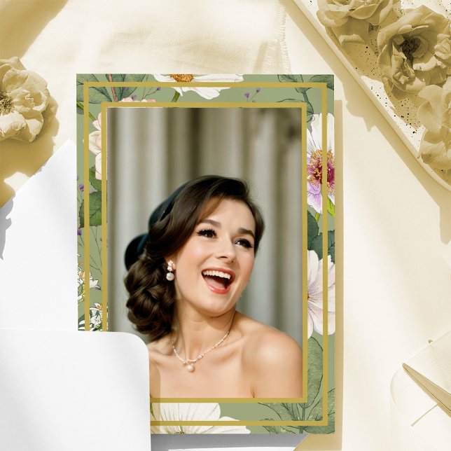 Invitación 90.ª Foto Oro Verde Aniversario Elegante De La Flo (Subido por el creador)