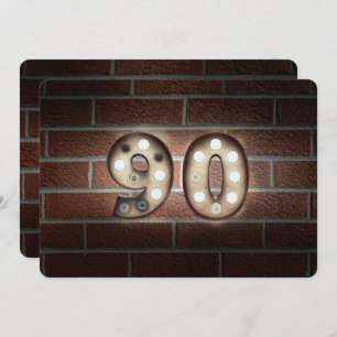 Invitación 90.ª luz de marquesina de cumpleaños en ladrillo