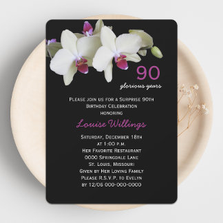 Invitación 90.ª sorpresa Fiesta de Cumpleaños Flor Amarilla