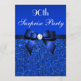 Invitación 90.ª sorpresa Fiesta Royal Blue Sequins y Bow