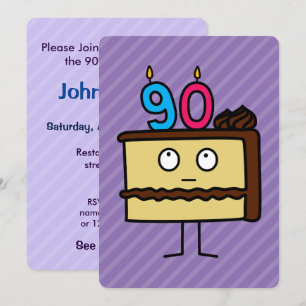 Invitación 90.ª tarta de cumpleaños con velas