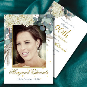 Invitación 90.º Aniversario de la foto de Floral White Gold E