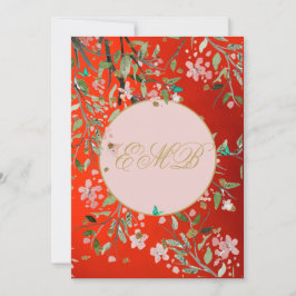 Invitación 90.º Aniversario de Oro Rosa Elegante Rojo Floral