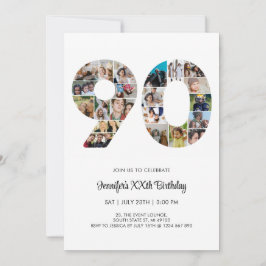Invitación 90.º Collage de fotos 90 Personalizado