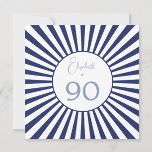 Invitación 90.º Cumpleaños Banda Blanca Azul Estilo